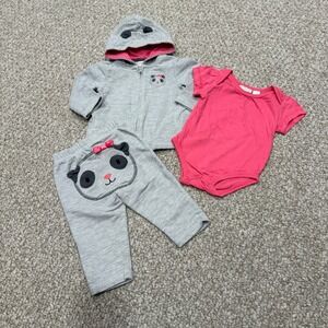 First Impressions‎ Baby Girls Panda Outfit 3 Piece Set Size 6-9 Months
